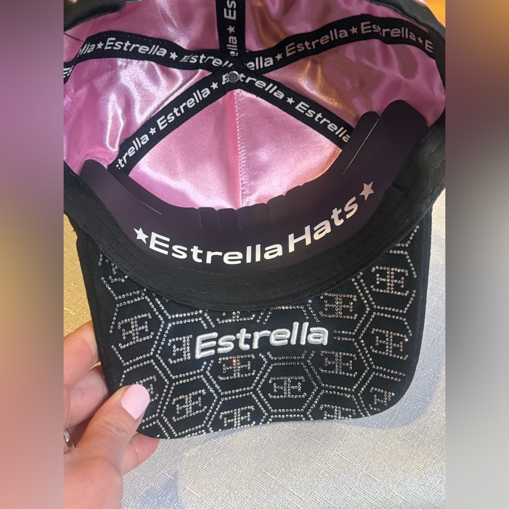 Estrella Rhinestone Snapback Hat Black One Size - Picture 2 of 7